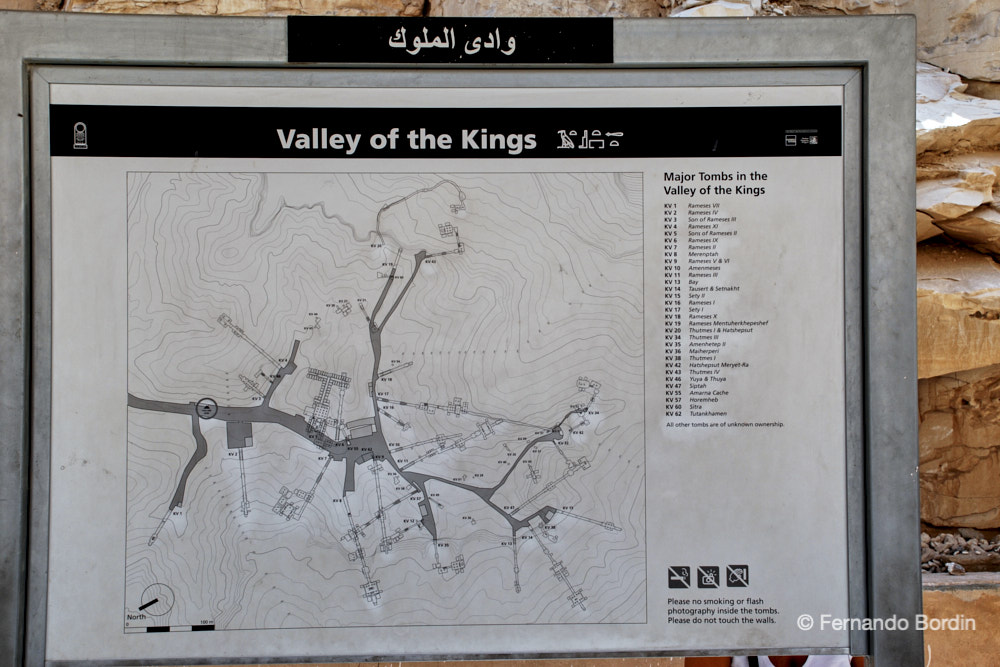 Map of the tombs in the Valley of the Kings