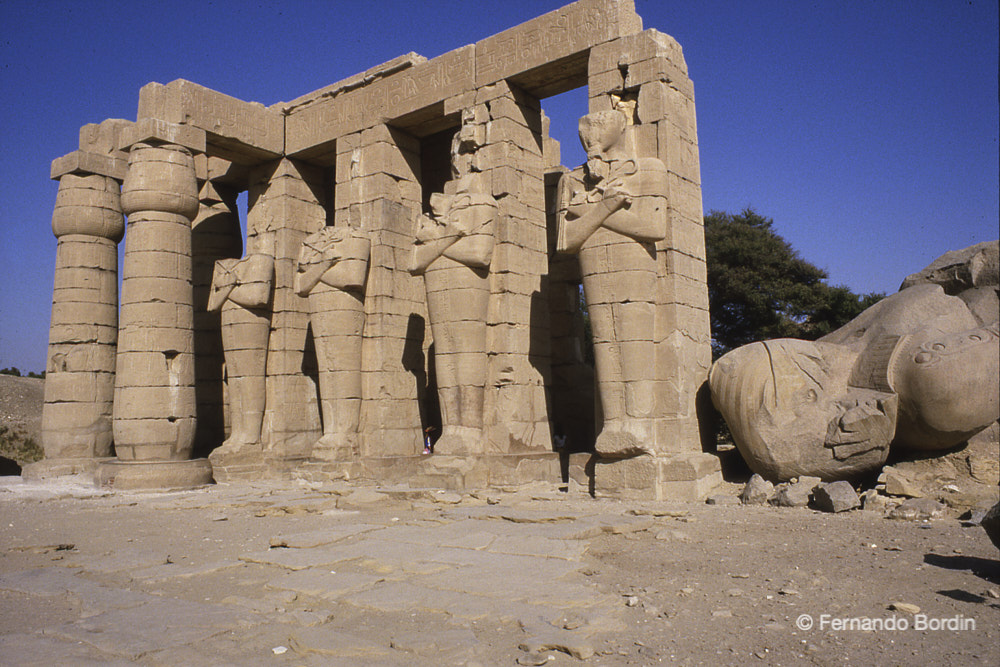 April - 1984
The Ramesseum, a funerary temple dedicated to the cult of Pharaoh Ramses II.
From this place comes the part of the colossal statue identified with the "Young Memnon"
today positioned at the entrance to the British Museum and recovered in situ by the Paduan engineer and archaeologist, GiovanBattista Belzoni.